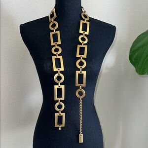 ESCADA Women’s Abstract Shapes Belt Gilded Gold Tone Vintage Square Circle Belt